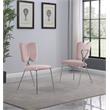Winged Side Chairs with Pink Velvet and Silver Chrome Base (Set of 4)