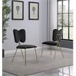 Winged Side Chairs with Black Velvet and Gold Chrome Base (Set of 4)