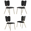 Winged Side Chairs with Black Velvet and Gold Chrome Base (Set of 4)