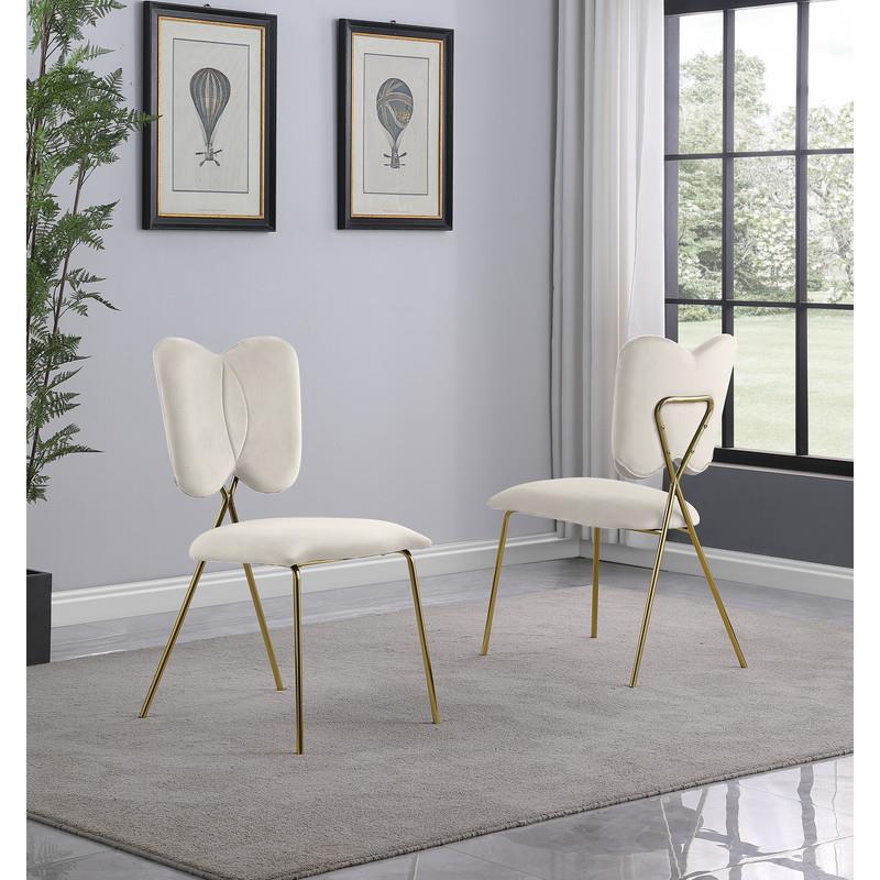 Winged Side Chairs with Cream Velvet and Gold Chrome Base (Set of 4)
