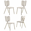 Winged Side Chairs with Cream Velvet and Gold Chrome Base (Set of 4)