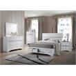 Chic White Wood Full Sized Platform Bed with Footboard Storage