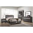 Full Sized Gray and Silver Wood Bedframe with 2 Drawer Storage