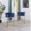 Navy Blue Velvet Counterheight Chair (Single) with Gold Metal Chrome Base