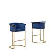 Navy Blue Velvet Counterheight Chair (Single) with Gold Metal Chrome Base