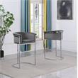 Dark Gray Velvet Counterheight Chair (Single) with Silver Metal Chrome Base