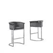 Dark Gray Velvet Counterheight Chair (Single) with Silver Metal Chrome Base