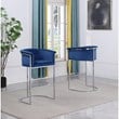 Navy Blue Velvet Counterheight Chair (Single) with Silver Metal Chrome Base