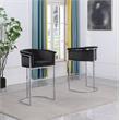 Black Velvet Counterheight Chair (Single) with Silver Metal Chrome Base