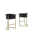 Black Velvet Barstool Chair (Single) with Gold Metal Chrome Base