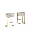 Cream Velvet Barstool Chair (Single) with Gold Metal Chrome Base