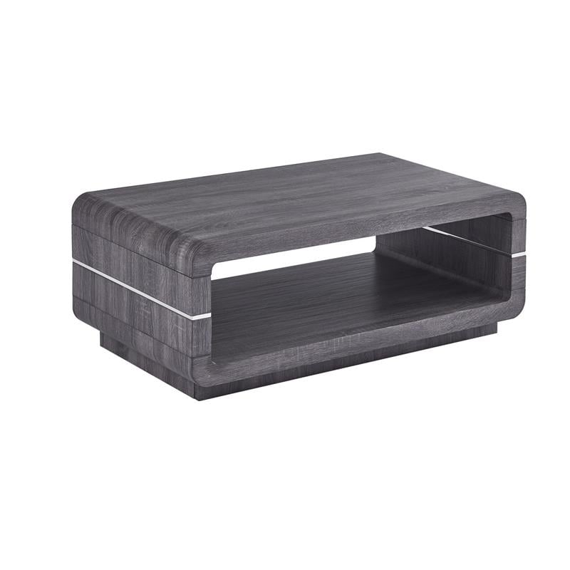 Contemporary 2pc Wood Coffee Table Set in Walnut Gray Wrap