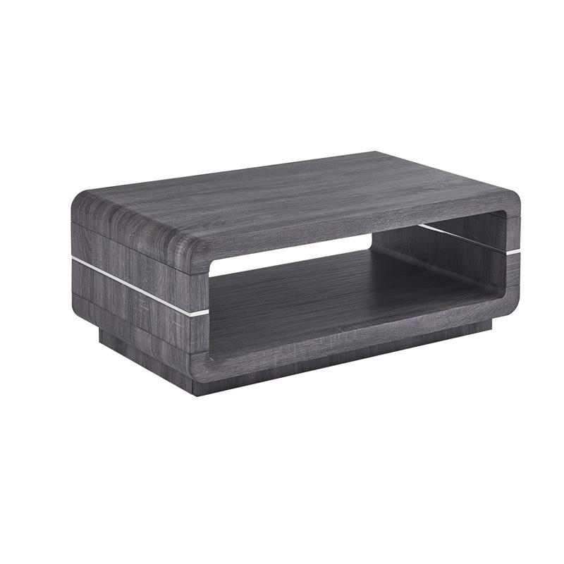 Contemporary 3pc Wood Coffee Table Set in Walnut Gray Wrap
