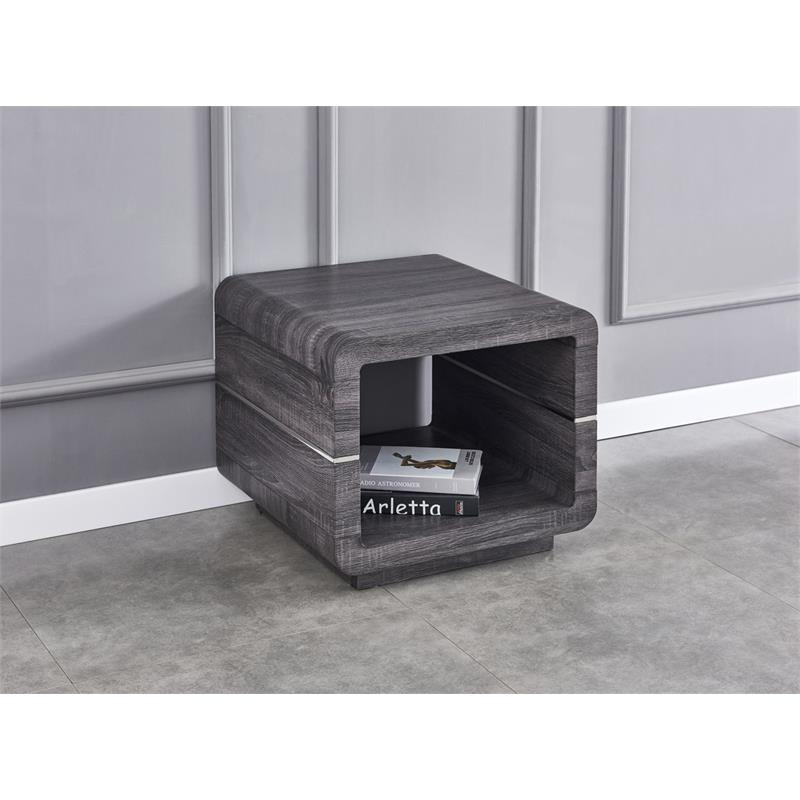 Contemporary 3pc Wood Coffee Table Set in Walnut Gray Wrap