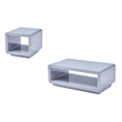 Contemporary 2pc Wood Coffee Table Set in Glossy Light Gray