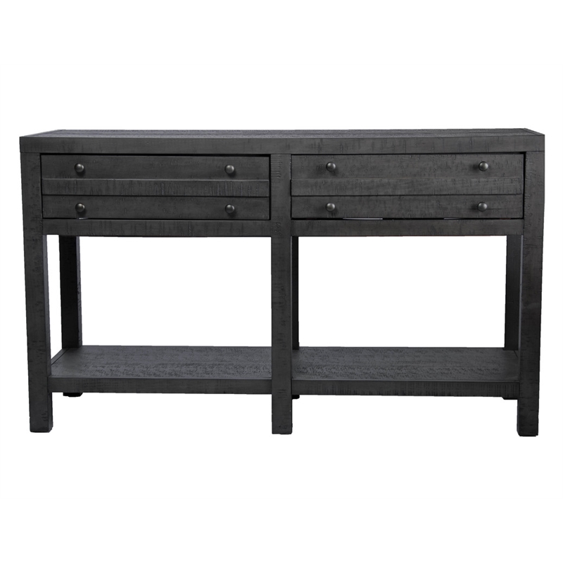 Traditional Rustic Gray Wood Console Table with Storage Drawers