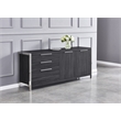 Walnut Wood Storage Cabinet with 5 Compartments and Stainless Steel Detailing