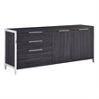 Walnut Wood Storage Cabinet with 5 Compartments and Stainless Steel Detailing