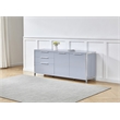 Glossy Light Gray Storage Cabinet with 5 Compartments and Stainless Steel