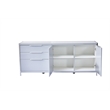 Glossy Light Gray Storage Cabinet with 5 Compartments and Stainless Steel