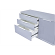 Glossy Light Gray Storage Cabinet with 5 Compartments and Stainless Steel