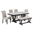 Weathered Gray Wood Dining Chairs with Beige Fabric