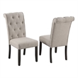 Weathered Gray Wood Dining Chairs with Beige Fabric