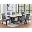 Weathered Gray Wood 7pc Dining Set with Gray Chairs
