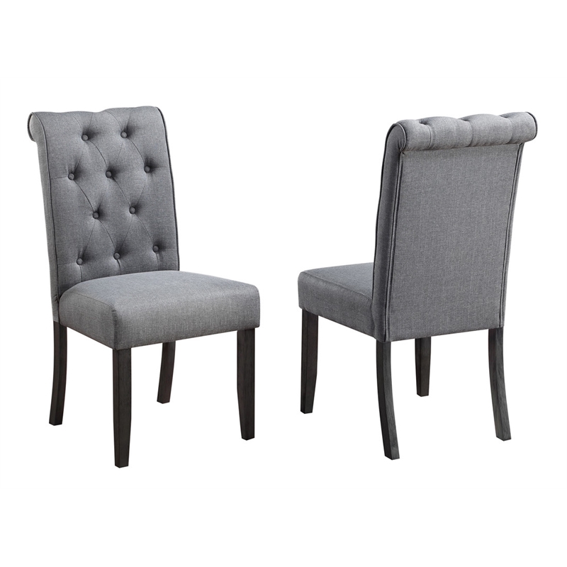 Weathered Gray Wood 7pc Dining Set with Gray Chairs