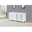 High Gloss White 4 Door Wood Cabinet Server with Frosted Glass Doors