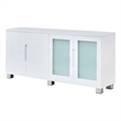 High Gloss White 4 Door Wood Cabinet Server with Frosted Glass Doors