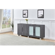 Walnut Wrapped 4 Door Wood Cabinet Server with Frosted Glass Doors