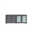 Walnut Wrapped 4 Door Wood Cabinet Server with Frosted Glass Doors