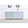 High Gloss Light Gray 4 Door Wood Cabinet Server with Frosted Glass Doors
