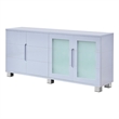 High Gloss Light Gray 4 Door Wood Cabinet Server with Frosted Glass Doors