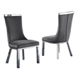 Velvet Upholstered Dining Chairs in Dark Gray with Stainless Steel