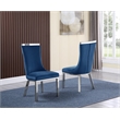 Velvet Upholstered Dining Chairs in Navy Blue with Stainless Steel