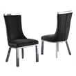 Velvet Upholstered Dining Chairs in Black with Stainless Steel