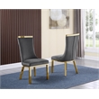 Velvet Upholstered Dining Chairs in Dark Gray with Gold Stainless Steel