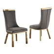 Velvet Upholstered Dining Chairs in Dark Gray with Gold Stainless Steel