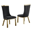 Velvet Upholstered Dining Chairs in Black with Gold Stainless Steel