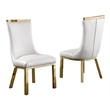 Faux Leather Upholstered Dining Chairs in White with Gold Stainless Steel