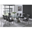 Clear Glass 9pc Dining Set with Silver Stainless Steel and 8 Chairs