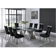 Clear Glass 9pc Dining Set with Silver Stainless Steel and 8 Chairs
