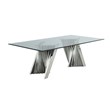 Clear Glass 9pc Dining Set with Silver Stainless Steel and 8 Chairs