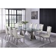 Clear Glass 9pc Dining Set with Silver Stainless Steel and 8 Chairs
