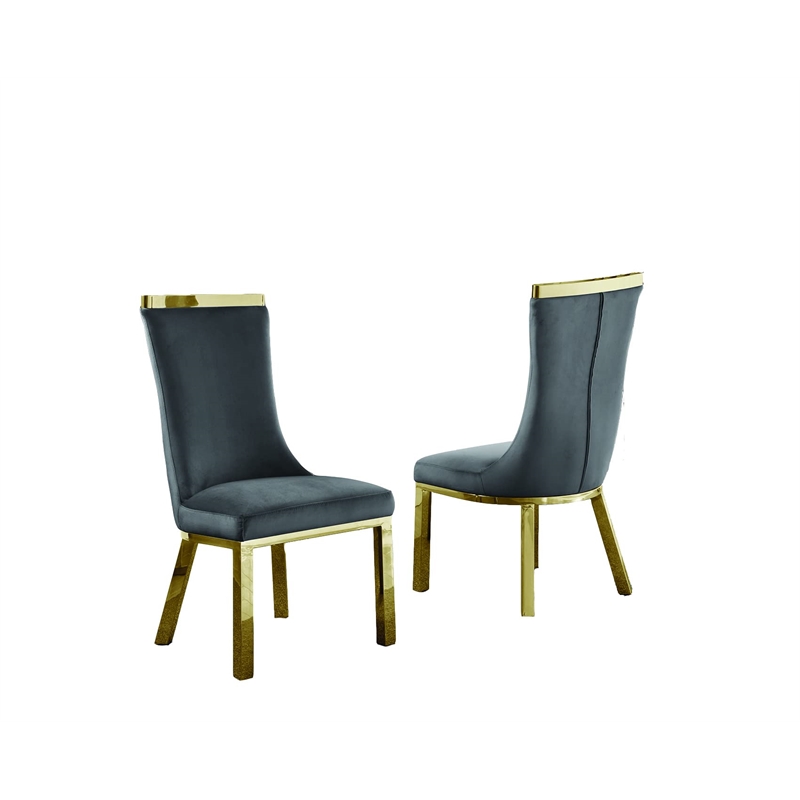 Clear Glass 9pc Dining Set with Gold Stainless Steel and 8 Chairs