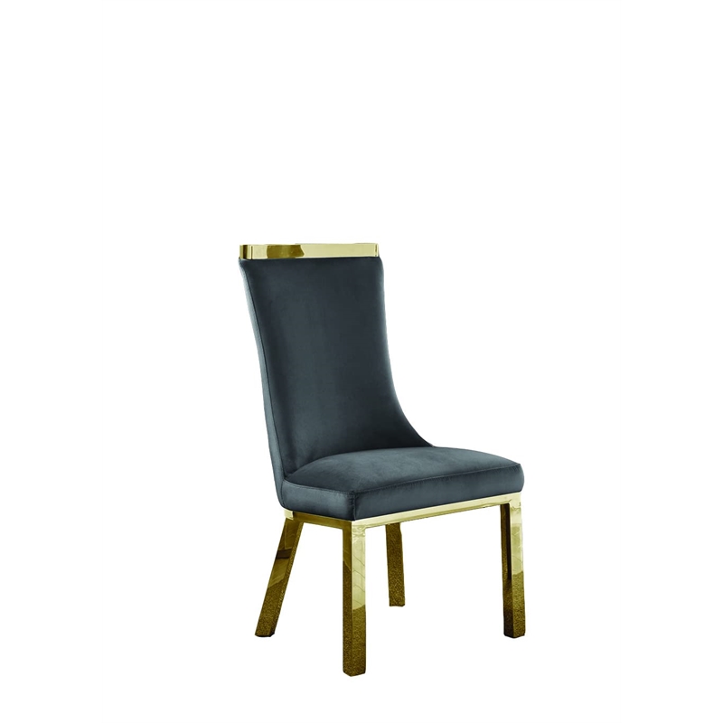 Clear Glass 9pc Dining Set with Gold Stainless Steel and 8 Chairs