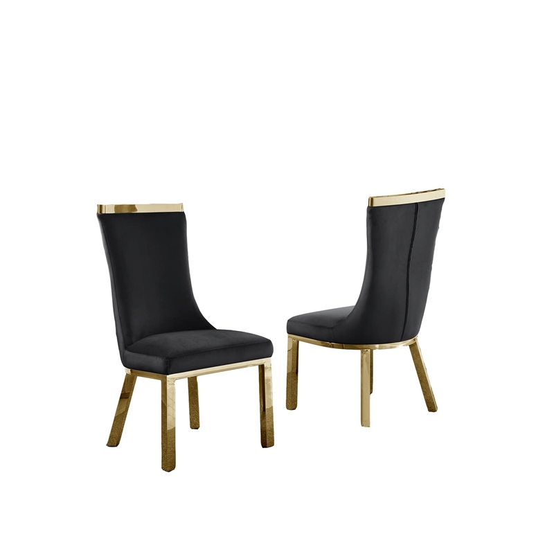 Clear Glass 9pc Dining Set with Gold Stainless Steel and 8 Chairs