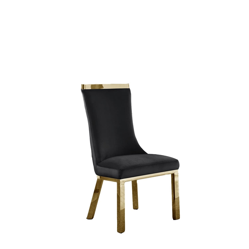 Clear Glass 9pc Dining Set with Gold Stainless Steel and 8 Chairs